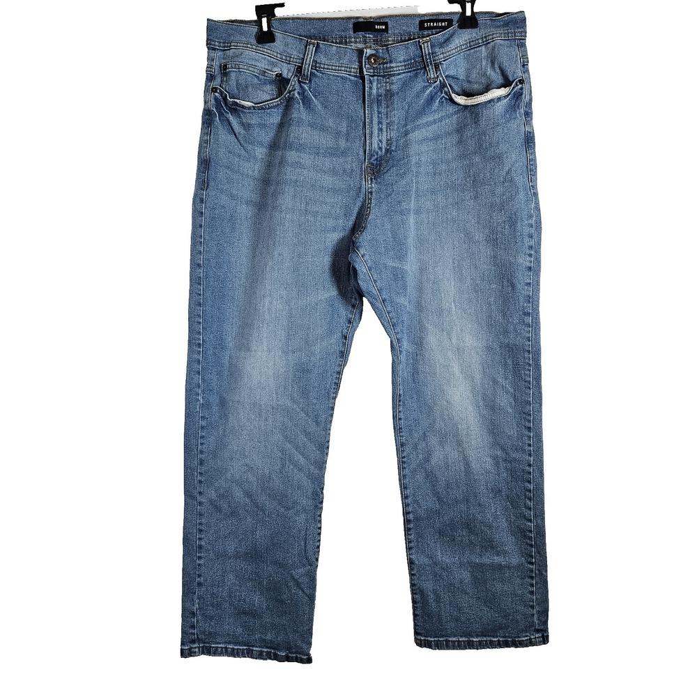 ROHM Mens Straight Fit‎ 40x30 Cotton Stretch Blue Jeans Zip Medium Wash EUC
